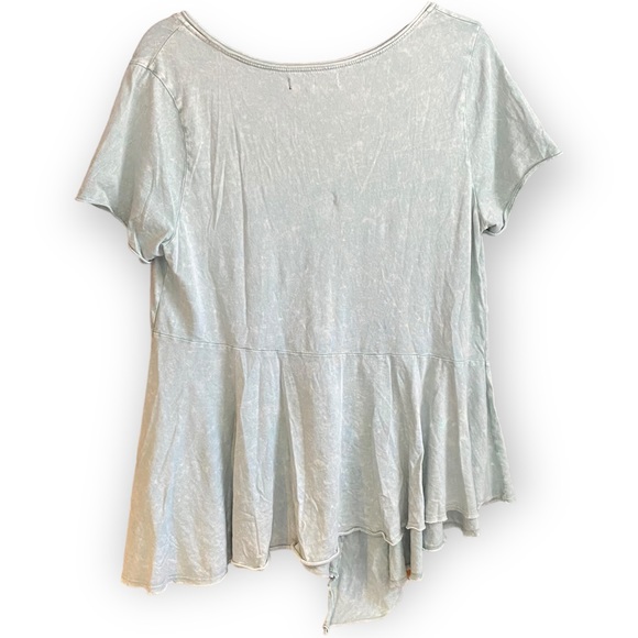 2for$30 ANTHROPOLOGIE Turquoise Tie Dye Distressed Peplum T-Shirt Size Medium - Picture 5 of 10